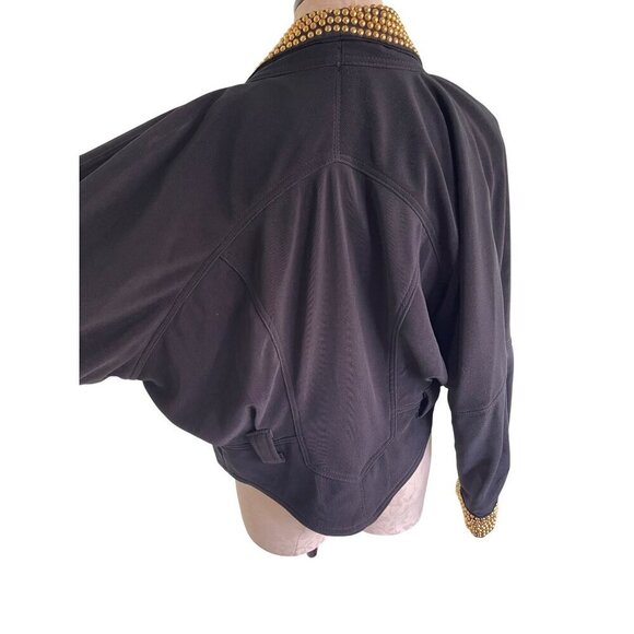 Cache Vintage Womens Jacket Size Medium Black Crystal and Dome Studded - Picture 2 of 9